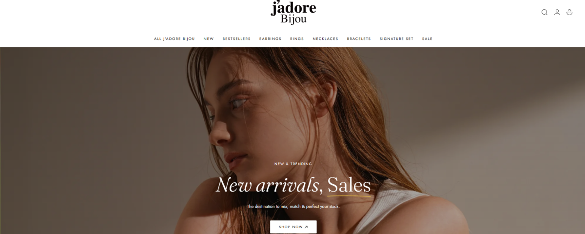 Luxury jewellery eCommerce website design for J'adore Bijou