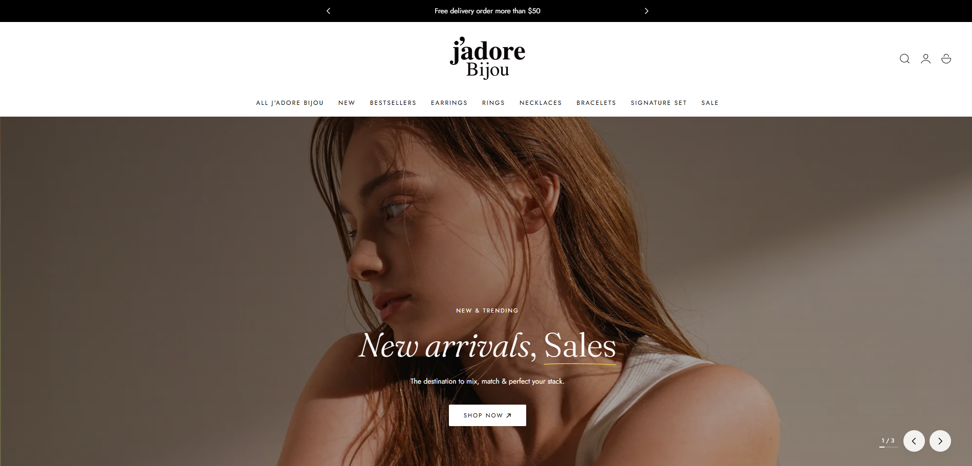 Luxury jewellery eCommerce website design for J'adore Bijou