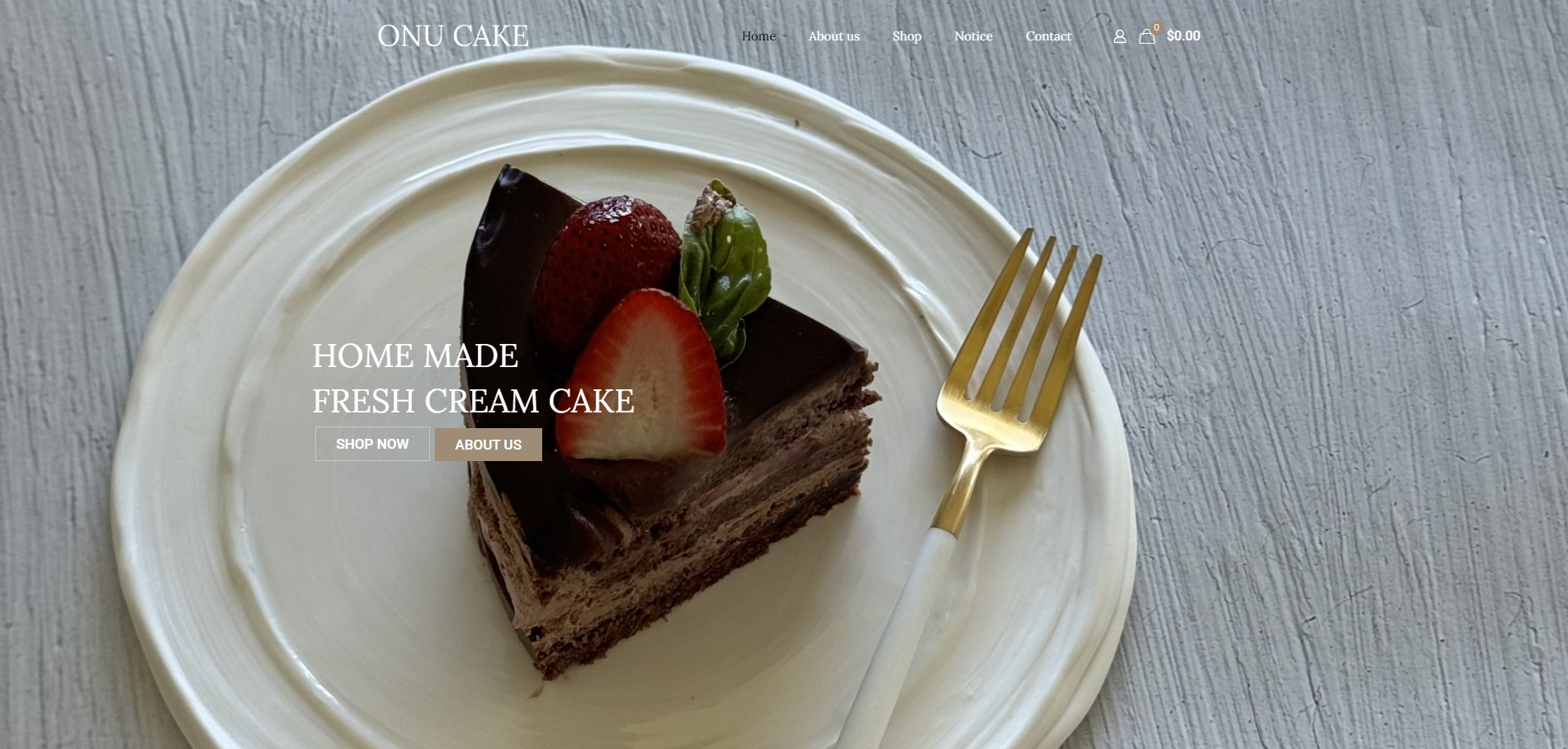 Cake shop website design for Onu Cake online store
