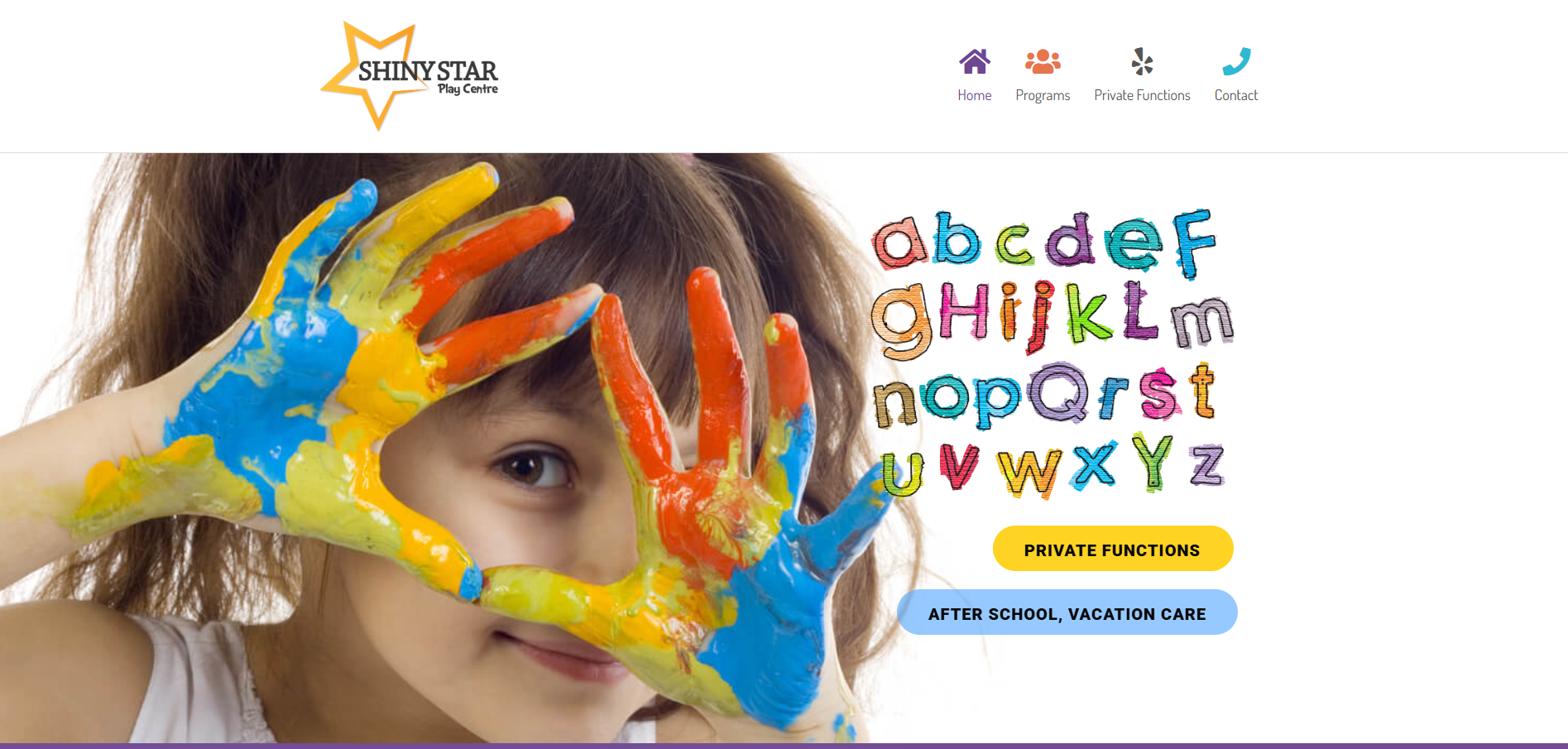 Childcare and play centre website design for Shiny Star Play Centre
